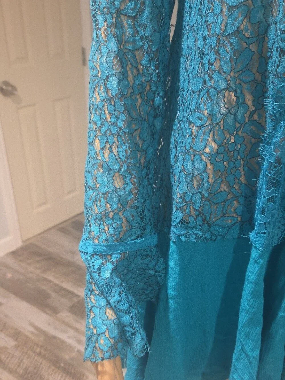 Free People Turquoise Lace Long-Sleeve  Tunic